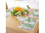 Abakuhaus Lettera B Tovagliette, Capitale Con Erbe Primaverili, Fiori, Foglie, Natura, Raccolto, Vortici, Immagine Chiara, Sottobicchieri In Tessuto Lavabile, Decorazioni Per La Tavola Con Stampa, Multicolore