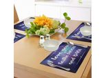 Abakuhaus Tovagliette "Ti Amo"", Sfondo Spaziale Con Tipografia ""Ti Amo Fino Alla Luna E Ritorno"", Tovaglietta Decorativa In Tessuto Resistente Al Lavaggio Per Sala Da Pranzo E Cucina, Viola Scuro E Bianco."