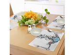 Tovagliette Abakuhaus Anker, Romantico Disegno Boho Di Un'ancora Antica Con Rose In Stile Inchiostro Nero, Tiscjdeco In Tessuto Resistente Al Lavaggio Per La Sala Da Pranzo E La Cucina, Azzurro