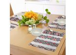 Abakuhaus Tovagliette Primitive, Motivi Haida In Bordi Verticali Con Figure Tribali Astratte Di Animali, Tiscjdeco In Tessuto Resistente Al Colore Per La Sala Da Pranzo E La Cucina, Rosso Cinabro Bianco Nero