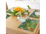 Abakuhaus Tovagliette Didattiche, Bosco Con Animali Caricaturali Con Nomi, Gioco Educativo E Divertente, Tiscjdeco In Tessuto Resistente Ai Colori Per La Sala Da Pranzo E La Cucina, Multicolore