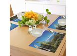 Abakuhaus Tovagliette Desertiche, Ampia Veduta Del Paesaggio Di Tucson Con Cactus - Paesaggio Selvaggio Rurale Arizona Phoenix, Tiscjdeco In Tessuto Resistente Al Colore Per La Sala Da Pranzo E La Cucina, Verde Blu