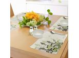 Abakuhaus Tovagliette Libelle, Erba Naturale Con Fiori Selvatici E Stampa Effetto Pennellata, Tiscjdeco In Tessuto Resistente Al Lavaggio Per La Sala Da Pranzo E La Cucina, Verde Chiaro Crema E