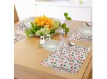 Abakuhaus Tovagliette Natalizie, Babbo Natale E Albero Di Natale Su Sfondo A Pois Colorati Con Grafica A Sorpresa, Decorazioni Da Tavola In Tessuto Resistente Al Lavaggio Per La Sala Da Pranzo E La Cucina, Verde E Rosso