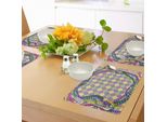 Tovagliette Abakuhaus Mardi Gras, Perline Mardi Gras Celebration In Stile Grafico Vivace Su Motivo Diamond Line, Tiscjdeco In Tessuto Resistente Al Lavaggio Per La Sala Da Pranzo E La Cucina, Multicolore
