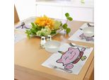 Abakuhaus Tovagliette Unicorno Gatto, Rosa Maneki Neko Simbolo Di Fortuna, Felicità E Successo Amanti Della Cultura Asiatica Cartone Animato, Tiscjdeco In Tessuto Resistente Ai Colori Per La Sala Da Pranzo E La Cucina, Multicolore