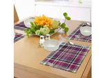 Abakuhaus Tovagliette A Quadri, Motivo Vintage Scozzese In Viola, Piastrelle Tradizionali Astratte, Tiscjdeco In Tessuto Resistente Al Lavaggio Per La Sala Da Pranzo E La Cucina, Viola Crema Blu