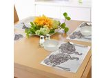 Abakuhaus Tovagliette All'henné, Due Identiche Con Motivo Orientale Paisley All'henné Arte Astratta Volute Foglie Curlicues, Tiscjdeco In Tessuto Resistente Al Colore Per La Sala Da Pranzo E La Cucina, Sigillo Marrone Chiaro
