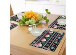 Tovagliette Natalizie Abakuhaus, Motivo Tradizionale Nordico Norvegese Retrò Con Cuori, Fiocchi Di Neve E Alberi Di Natale, Tiscjdeco In Tessuto Resistente Ai Colori Per La Sala Da Pranzo E La Cucina, Multicolore