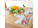 Tovagliette Acquerellate Abakuhaus, Composizione Botanica Ispirata Al Grunge Con Frutta E Fiori, Decorazioni Da Tavola In Tessuto Resistente Al Lavaggio Per La Sala Da Pranzo E La Cucina, Verde Giada, Rosa Cipria, Rosso.
