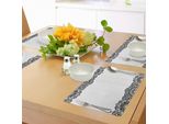 Tovagliette Abakuhaus All'henné, Bordo Ispirato Al Damasco, Design Folcloristico Mehendi, Riccioli Floreali, Stile Retrò, Tiscjdeco In Tessuto Resistente Al Lavaggio Per Sala Da Pranzo E Cucina, Bianco E Nero