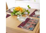 Abakuhaus Tovagliette Urbane, Antico Edificio Invecchiato Nella Città Vecchia Di Tallinn, Estonia, Struttura Antica Windows, Tessuto Lavabile E Resistente Allo Scolorimento Per Sala Da Pranzo E Cucina, Azzurro Rosa Rubino