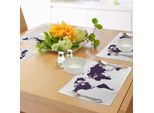 Tovagliette Abakuhaus, Grafica Color Indaco Con Tema Internazionale Vivid Display, Tiscjdeco In Tessuto Resistente Ai Colori Per La Sala Da Pranzo E La Cucina, Indaco Bianco