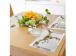 Tovagliette Abakuhaus Con Dinosauri, Ossa Fossili Di Scheletro Di Dinosauro Immagine Realistica Pericolosi Rettili Estinti, Tiscjdeco In Tessuto Resistente Al Lavaggio Per La Sala Da Pranzo E La Cucina, Marrone Chiaro E Bianco