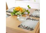 Abakuhaus Tovagliette Natalizie, Motivo Con Rami Di Albero E Decorazioni Tradizionali Con Bacche, Nastri, Dolciumi E Omini Di Pan Di Zenzero, Decorazioni Da Tavola In Tessuto Resistente Al Lavaggio Per La Sala Da Pranzo E La Cucina, Multicolore