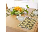 Tovagliette Abakuhaus Con Motivi Frutta, Moderno Motivo Ananas Su Sfondo Minimalista - Kitsch Popolare Digitale, Stampa Digitale Su Tessuto Lavabile, Decorazione Tavola Cucina, Marrone Giallo Bianco Nero