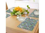 Abakuhaus Tovagliette Con Scarabocchi, Coniglietti Kawaii Con Nuvole Felici, Bellissimi Teschi E Cuori. Stampe Colorate, Decorazioni Da Tavola In Tessuto Resistente Ai Colori Per La Sala Da Pranzo E La Cucina, Multicolore.