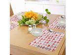 Abakuhaus Tovagliette Di San Valentino, Collezione Cuori Simboli D'amore Stile Disegnato A Mano Arte Romantica, Tiscjdeco In Tessuto Resistente Ai Colori Per La Sala Da Pranzo E La Cucina, Rosso Cinabro Bianco Rosa