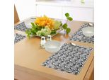 Abakuhaus Tovagliette Astratte, Cerchi Monocromatici, Punti, Espressionismo Surreale Ispirato All'arte Moderna Geometrica, Tiscjdeco In Tessuto Resistente Al Colore Per La Sala Da Pranzo E La Cucina, Bianco, Nero, Grigio