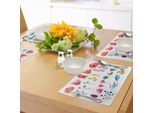 Tovagliette Acquerellate Abakuhaus, Vari Tipi Di Piante Da Giardino Fiori Artistici Primavera Natura Fiori Delicati, Decorazioni Da Tavola In Tessuto Resistente Ai Colori Per La Sala Da Pranzo E La Cucina, Multicolore