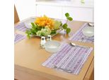 Tovagliette Abakuhaus Acquerellate, Motivi Tribali Triangolari, Design Etnico, Bordi Disegnati A Mano, Stile Azteco E Nativo Americano, Tiscjdeco In Tessuto Resistente Al Lavaggio, Per Sala Da Pranzo E Cucina, Viola Bianco Lilla