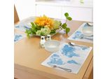 Tovagliette Abakuhaus, Mappa Del Mondo In Stile Acquerello Blu, Rappresentazione Artistica Dei Continenti In Colori Pastello, Decorazione Da Tavola In Tessuto Resistente Ai Colori Per La Sala Da Pranzo E La Cucina, Azzurro E Bianco