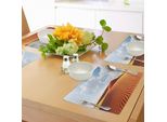 Abakuhaus Tovagliette Desertiche, Paesaggio Idilliaco Con Dune, Cielo Soleggiato, Nuvole, Tranquillità, Solitudine, Tiscjdeco In Tessuto Resistente Al Colore Per La Sala Da Pranzo E La Cucina, Azzurro, Arancione, Giallo