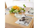 Abakuhaus Tovagliette Mops, Pug Puppy Angel Con Un Coniglio Sulla Testa Beautiful Angel Wings Cielo Religioso, Tiscjdeco In Tessuto Resistente Al Lavaggio Per La Sala Da Pranzo E La Cucina, Arancione Beige Marrone