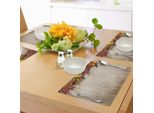 Abakuhaus Tovagliette, Foglie Autunnali E Bacche Su Sfondo Vintage In Legno Con Vivace Stampa Botanica, Tiscjdeco In Tessuto Resistente Al Lavaggio Per Sala Da Pranzo E Cucina, Multicolore