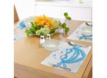 Tovagliette Abakuhaus Kuss, Pesci Blu Astratti Che Sorridono Con Bolle A Forma Di Cuore, Decorano Romanticamente La Tavola Con Tessuti Resistenti Ai Colori Per La Sala Da Pranzo E La Cucina, Azzurro Bianco Rosa