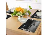 Abakuhaus Tovagliette Luna, Terra Vista Dalla Luna Detriti Spaziali Grande Universo Ciclo Giorno E Notte Fotografia, Tiscjdeco In Tessuto Resistente Al Colore Per Sala Da Pranzo E Cucina, Nero Grigio