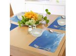 Abakuhaus Tovagliette Himmel, Cielo Blu, Raggi Di Sole Ispiratori E Nuvole, Temi Ambientali, Immagine Idilliaca, Tiscjdeco In Tessuto Resistente Al Lavaggio Per La Sala Da Pranzo E La Cucina, Bianco E Blu