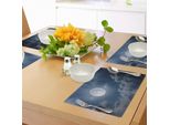 Tovagliette Abakuhaus Luna, Cielo Notturno Con Luna Piena E Nuvole Fotografia Naturalistica Immagine Ispirata Allo Spazio Stampa, Tiscjdeco In Tessuto Resistente Al Lavaggio Per Sala Da Pranzo E Cucina, Blu Scuro E Bianco