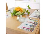 Abakuhaus Tovagliette Popstar Party, Design Chitarra Elettrica Con Fiori Colorati Stars Circles Abstract Pattern, Decorazioni Da Tavola In Tessuto Resistente Al Lavaggio Per Sala Da Pranzo E Cucina, Multicolore