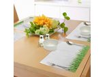 Tovagliette Abakuhaus Verdi, Erba Fresca, Motivo Orizzontale Prato Naturale, Tema Giardinaggio Rigoglioso, Tiscjdeco In Tessuto Resistente Al Colore Per Sala Da Pranzo E Cucina, Verde Lime Bianco