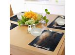 Tovagliette Abakuhaus Mond, Bellissimo Albero Retrò Con Fiori Gialli Della Via Lattea, Decorazione Da Tavola In Tessuto Resistente Al Lavaggio Per La Sala Da Pranzo E La Cucina, Blu Scuro E Arancione
