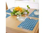 Abakuhaus Tovagliette A Quadri, Taglio A Strisce E Quadrati Temi Da Picnic Motivi A Piastrelle Nei Toni Del Blu, Tiscjdeco In Tessuto Resistente Al Lavaggio Per La Sala Da Pranzo E La Cucina, Azzurro Blu