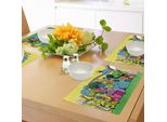Tovagliette Indie Abakuhaus, Mostri Colorati E Divertenti Disegnati A Mano Con Scarabocchi Stravaganti In Arcobaleno Naturale E Fiori Grunge, Decorazioni Da Tavola In Tessuto Resistente Ai Colori Per La Sala Da Pranzo E La Cucina, Multicolore