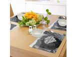 Abakuhaus Tovagliette Avventura, Montagne Chiamano Paesaggio Immagine Con Citazione Motivazionale Stampa Artistica, Tiscjdeco In Tessuto Resistente Al Colore Per La Sala Da Pranzo E La Cucina, Grigio Scuro Grigio