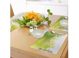 Abakuhaus Tovagliette Verdi, Motivo Astratto Triangolare, Design Geometrico A Mosaico Con Effetto Poliedrico, Tiscjdeco In Tessuto Resistente Al Lavaggio Per La Sala Da Pranzo E La Cucina, Giallo Verde Verde Lime Bianco