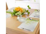 Abakuhaus Tovagliette Verdi, Bambù Con Foglie Ricciolute Floreali Artistiche Giardino Zen Asiatico Feng Shui, Tiscjdeco In Tessuto Resistente Al Lavaggio Per La Sala Da Pranzo E La Cucina, Verde Lime Verde Chiaro Bianco