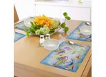 Tovagliette Asiatiche Abakuhaus, Motivi Floreali Colorati Dell'arte Orientale, Linee Ondulate, Pois E Immagine Dell'uccello Fenice, Tiscjdeco In Tessuto Resistente Al Lavaggio Per La Sala Da Pranzo E La Cucina, Multicolore