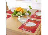 Tovagliette Indie Abakuhaus, Tema Natalizio Con Babbo Natale, Barba E Occhiali Rotondi Con Stelle, Decorazioni Da Tavola In Tessuto Resistente Al Lavaggio Per Sala Da Pranzo E Cucina, Arancione, Bianco, Rosso