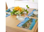 Abakuhaus Italia Tovagliette, Portofino Landmark Vista Panoramica Aerea Del Villaggio E Dello Yacht Little Bay Harbor, Tiscjdeco In Tessuto Resistente Al Colore Per La Sala Da Pranzo E La Cucina, Giallo Verde Blu
