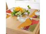 Abakuhaus Tovagliette Astratte, Design Geometrico Con Vortici E Vortex Stile Artistico Astratto Vintage, Tiscjdeco In Tessuto Resistente Al Lavaggio Per La Sala Da Pranzo E La Cucina, Multicolore