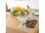 Abakuhaus Tovagliette Mops, Disegno Fatto A Mano Di Smart Dressed Dog Jacket Shirt Bogen Abito A Righe Sfondo, Tiscjdeco In Tessuto Resistente Al Lavaggio Per La Sala Da Pranzo E La Cucina, Marrone Chiaro Marrone