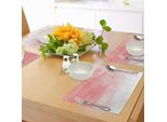 Abakuhaus Tovagliette Peach, Disegno Artistico Acquerellato A Mano Con Pennellate E Effetto Sfumato, Tiscjdeco In Tessuto Resistente Al Lavaggio Per Sala Da Pranzo E Cucina, Bianco Corallo Rosso