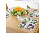 Tovagliette Abakuhaus Mardi Gras, Scritta Con Motivi Tradizionali A Pois E Motivo A Quadri Lily Flowers, Tiscjdeco In Tessuto Resistente Al Lavaggio Per La Sala Da Pranzo E La Cucina, Viola, Giallo, Verde