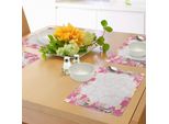 Tovagliette Abakuhaus Luau, Motivo Grafico Con Fiori Di Ibisco Rosa In Stile Hawaiano, Tiscjdeco In Tessuto Resistente Al Lavaggio Per La Sala Da Pranzo E La Cucina, Giallo Pesca E Rosa