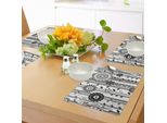 Abakuhaus Tovagliette Bianche E Nere, Motivo Astratto Funky Blossoms A Tinta Unita Con Linee Verticali E Foglie, Tiscjdeco In Tessuto Resistente Al Lavaggio Per La Sala Da Pranzo E La Cucina, Bianco E Nero